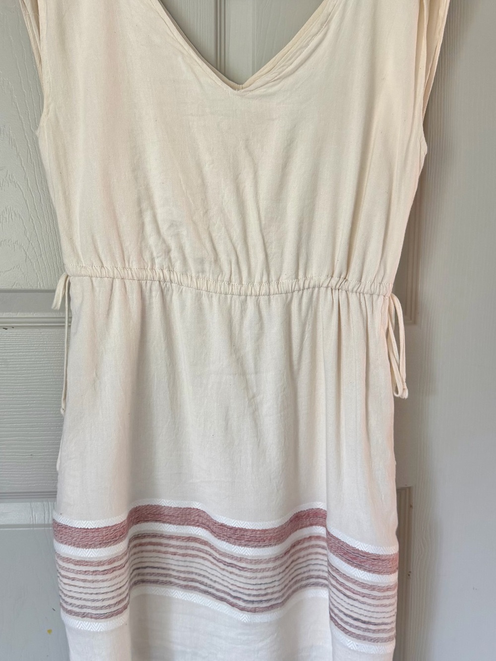 Universal Thread Cream Maxi Dress with Rose Stripe Hem